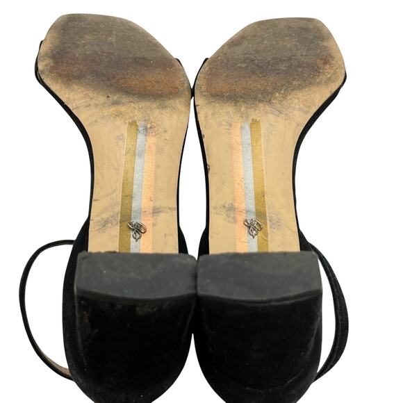 Sam Edelman Holmes Leather Black Suede Ankle Strap High Heels Shoes Party sz 7 - Picture 4 of 16